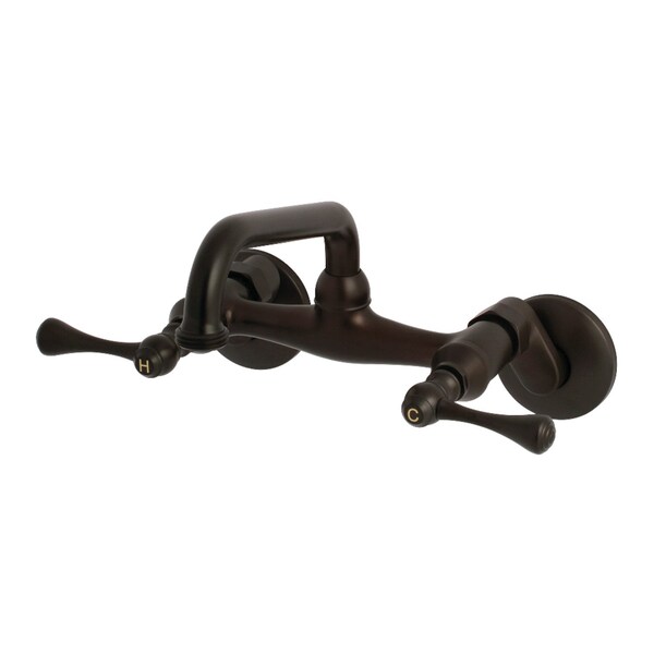 KS373ORB Kingston Two Handle Wall Mount Laundry Faucet, Oil Rubbed Brnz